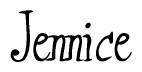 The image is of the word Jennice stylized in a cursive script.