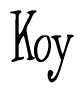 The image contains the word 'Koy' written in a cursive, stylized font.