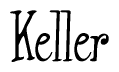 The image is of the word Keller stylized in a cursive script.