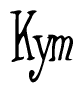 The image contains the word 'Kym' written in a cursive, stylized font.