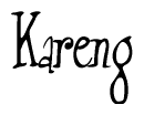 The image is of the word Kareng stylized in a cursive script.