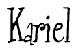 The image is of the word Kariel stylized in a cursive script.