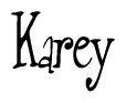 The image is a stylized text or script that reads 'Karey' in a cursive or calligraphic font.