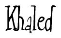 The image contains the word 'Khaled' written in a cursive, stylized font.