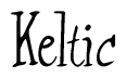 The image contains the word 'Keltic' written in a cursive, stylized font.