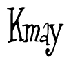 The image is a stylized text or script that reads 'Kmay' in a cursive or calligraphic font.