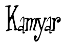 The image is of the word Kamyar stylized in a cursive script.