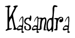The image is of the word Kasandra stylized in a cursive script.