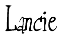 The image is a stylized text or script that reads 'Lancie' in a cursive or calligraphic font.