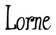 The image contains the word 'Lorne' written in a cursive, stylized font.