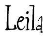The image is a stylized text or script that reads 'Leila' in a cursive or calligraphic font.