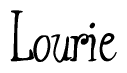 The image contains the word 'Lourie' written in a cursive, stylized font.