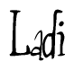 The image contains the word 'Ladi' written in a cursive, stylized font.