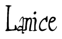 The image is of the word Lanice stylized in a cursive script.