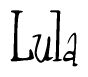The image contains the word 'Lula' written in a cursive, stylized font.
