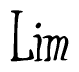 The image is a stylized text or script that reads 'Lim' in a cursive or calligraphic font.