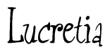 The image contains the word 'Lucretia' written in a cursive, stylized font.