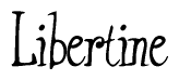 The image contains the word 'Libertine' written in a cursive, stylized font.