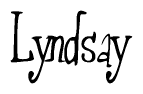 The image is a stylized text or script that reads 'Lyndsay' in a cursive or calligraphic font.
