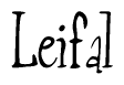 The image is of the word Leifal stylized in a cursive script.