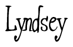 The image is a stylized text or script that reads 'Lyndsey' in a cursive or calligraphic font.