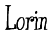 The image is a stylized text or script that reads 'Lorin' in a cursive or calligraphic font.