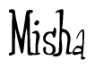The image is a stylized text or script that reads 'Misha' in a cursive or calligraphic font.