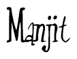 The image contains the word 'Manjit' written in a cursive, stylized font.