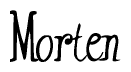 The image is a stylized text or script that reads 'Morten' in a cursive or calligraphic font.