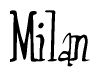 The image is a stylized text or script that reads 'Milan' in a cursive or calligraphic font.