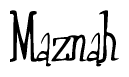 The image is a stylized text or script that reads 'Maznah' in a cursive or calligraphic font.