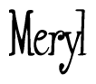 The image is of the word Meryl stylized in a cursive script.