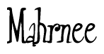 The image contains the word 'Mahrnee' written in a cursive, stylized font.