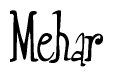 The image contains the word 'Mehar' written in a cursive, stylized font.