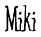 The image is of the word Miki stylized in a cursive script.