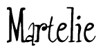 The image is of the word Martelie stylized in a cursive script.