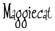 The image is of the word Maggiecat stylized in a cursive script.