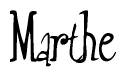 The image is of the word Marthe stylized in a cursive script.