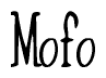 The image is a stylized text or script that reads 'Mofo' in a cursive or calligraphic font.