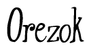 The image is a stylized text or script that reads 'Orezok' in a cursive or calligraphic font.