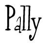 The image is a stylized text or script that reads 'Pally' in a cursive or calligraphic font.