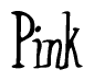 The image is a stylized text or script that reads 'Pink' in a cursive or calligraphic font.