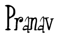 The image is of the word Pranav stylized in a cursive script.