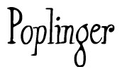 The image contains the word 'Poplinger' written in a cursive, stylized font.