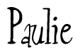 The image contains the word 'Paulie' written in a cursive, stylized font.