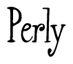 The image is of the word Perly stylized in a cursive script.