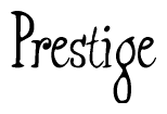 The image is of the word Prestige stylized in a cursive script.
