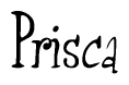 The image is a stylized text or script that reads 'Prisca' in a cursive or calligraphic font.