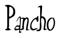 The image is a stylized text or script that reads 'Pancho' in a cursive or calligraphic font.