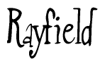 The image contains the word 'Rayfield' written in a cursive, stylized font.